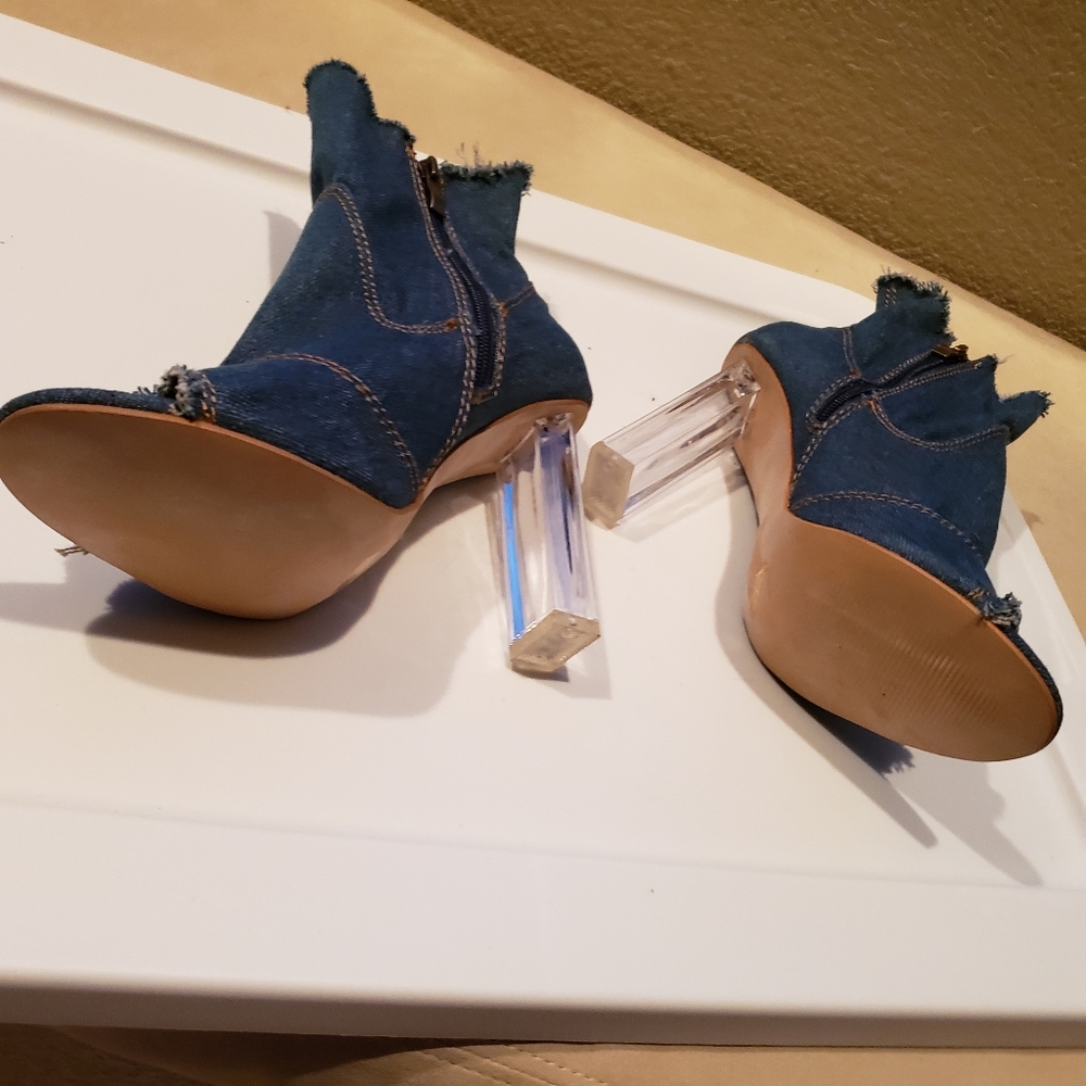 Denim ankle open toe booties - Picture 4 of 4